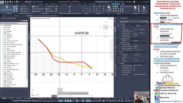 AUTOCAD CIVIL 3D, PERFIL LONGITUDINAL, SECCIONES TRANSVERSALES, CALCULO DE VOLUMENES смотреть онлайн