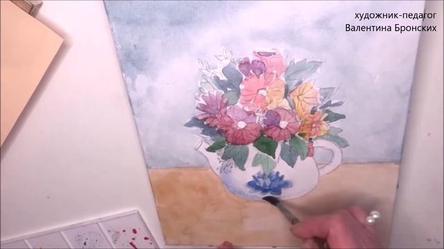 Как написать лессировками цветы | Учебный рисунок для детей12+ #живопись #акварель #лессировка смотреть онлайн
