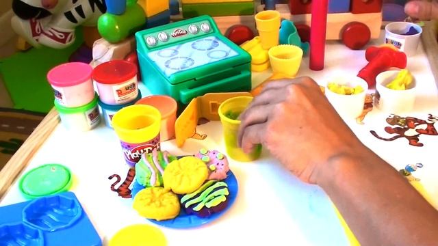 PLAY DOH COOKIES ICE CREAM CUPCAKES POPSICLE Плей До делаем пирожные, мороженое P