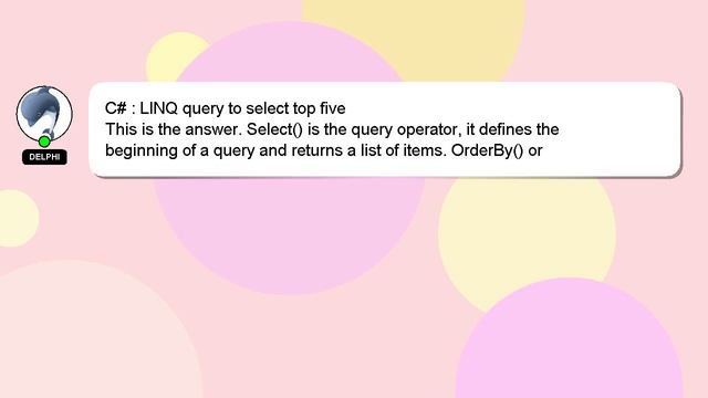 C# : LINQ query to select top five смотреть онлайн