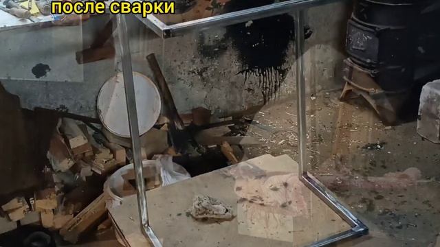 Прикроватный столик, своими руками. Столик из проф трубы. смотреть онлайн