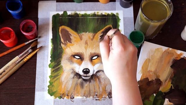 Рисую лису гуашью / I paint fox in gouache / Speedpaint смотреть онлайн