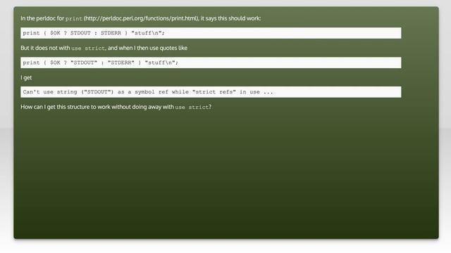 Inline selection of FD as in docs does not work with strict refs смотреть онлайн