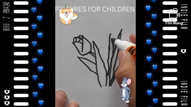 КАК НАРИСОВАТЬ ТЮЛЬПАН/HOW TO DRAW TULIP/ЛОЛА РАСМ ЧИЗИШ/ЖООГАЗЫН СУРОТ ТАРТУУ/ҚЫЗҒАЛДАҚ СУРЕТ САЛУ смотреть онлайн