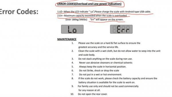 Dr Trust Digital Electronic personal weighing scale error codes Lo || Err