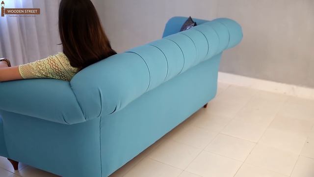 Fabric Sofa - Shop Piexy Fabric Sofa (Electric Turquoise) online @ Wooden Street