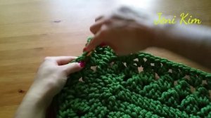 Овальный ковер крючком из шнура  5 ряд