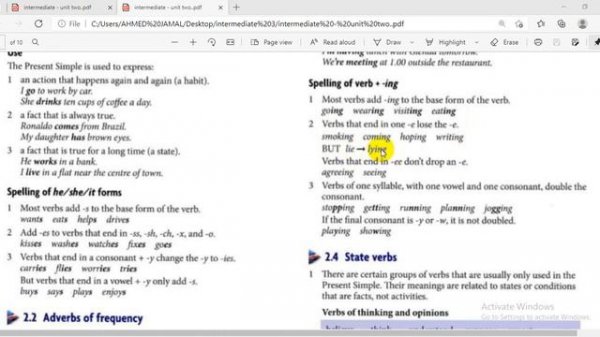intermediate   unit two grammar