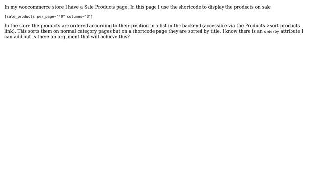 Wordpress: Woocommerce, ordering products by default on shortcode pages смотреть онлайн