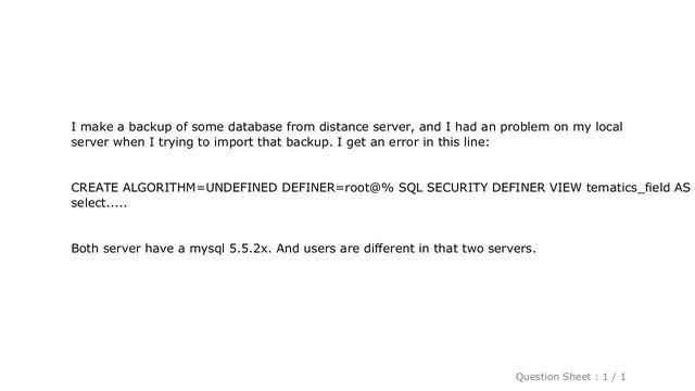 MySQL : CREATE ALGORITHM=UNDEFINED DEFINER