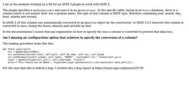 GIS: QGIS 3 imports DATE type colum in Oracle Database as QDate, losing hh:mm:ss смотреть онлайн