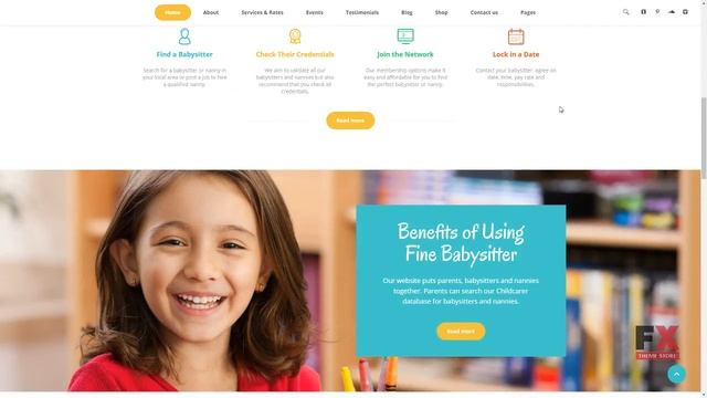 Fine Babysitter - Nanny Services Responsive Multipage Website Templat смотреть онлайн