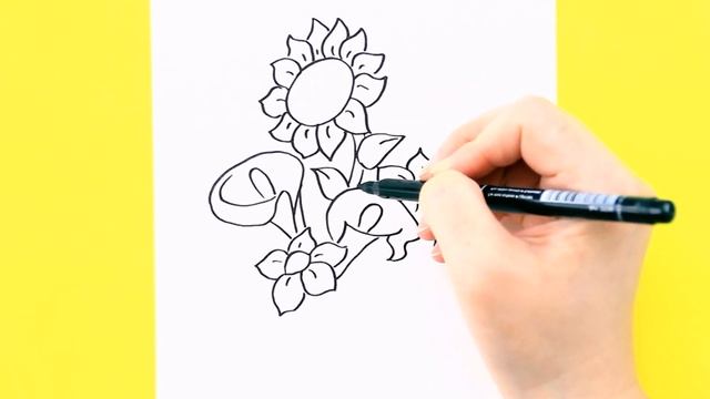 Как нарисовать БУКЕТ цветов на 8 марта / Мультик раскраска для детей / Раскрась Ка смотреть онлайн