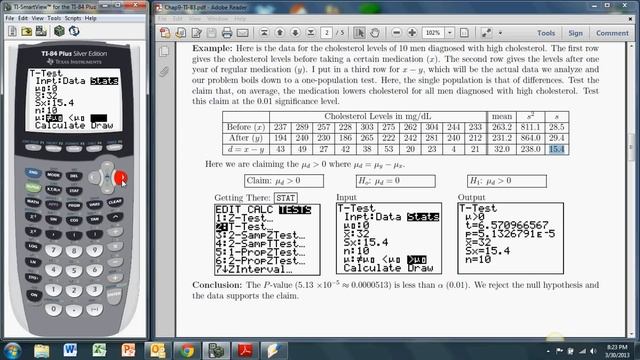 Hypothesis Tests about a Mean Difference in Paired Data with the TI 83/84: T-Test смотреть онлайн