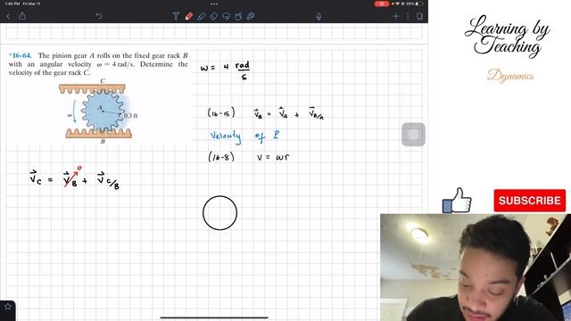 Dynamics 16-64| The pinion gear A rolls on the fixed gear rack B with an angular velocity смотреть онлайн