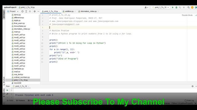 Print 1 To 10 Using For Loop in Python смотреть онлайн