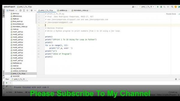 Print 1 To 10 Using For Loop in Python