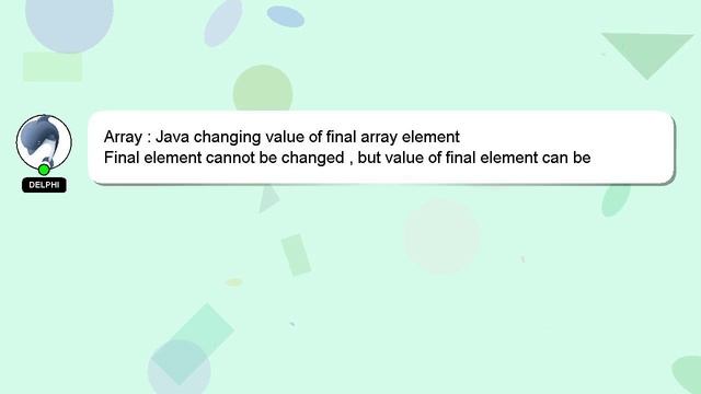 Array : Java changing value of final array element смотреть онлайн