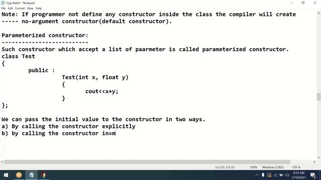 #9 C++ | Types of constructor | No-argument constructor | Parameterized Constructor | смотреть онлайн