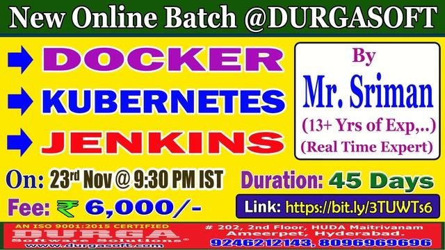 DOCKER, KUBERNETES & JENKINS Online Training @ DURGASOFT смотреть онлайн