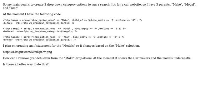 Wordpress: WP Dropdown Categories, display subcategories but not grandchildren categories? смотреть онлайн