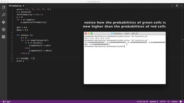 1D Localizer (Monte Carlo Filter) using python смотреть онлайн