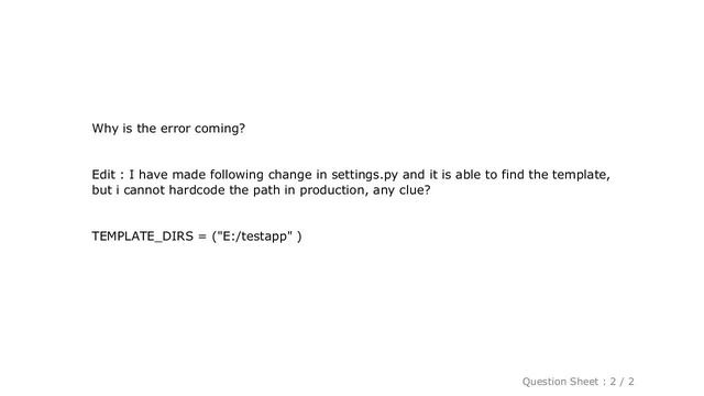 Django : render_to_response gives TemplateDoesNotExist смотреть онлайн