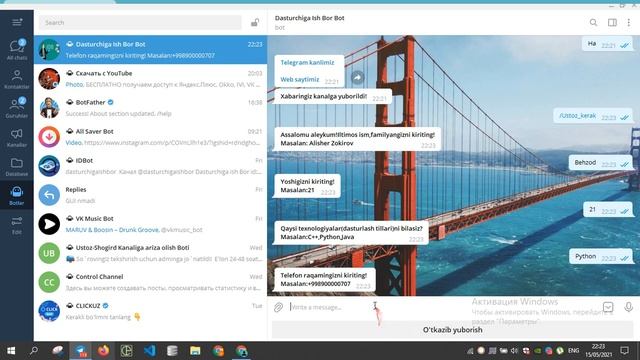 Telegram bot orqali kanal va web saytni boshqarish | Control telegram channel and website with bot смотреть онлайн