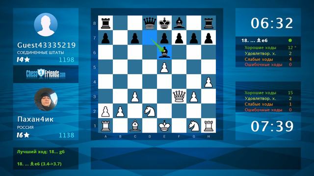 Chess Game Analysis: Пахан4ик - Guest43335219 : 1-0 (By ChessFriends.com) смотреть онлайн