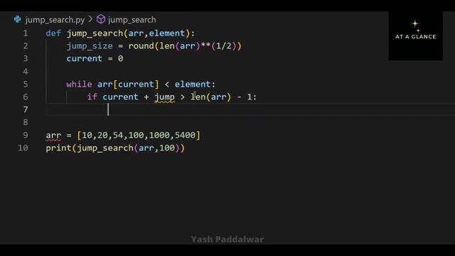 Jump Search Implementation in Python | At A Glance! | #jumpsearch #python #coding #dsa смотреть онлайн