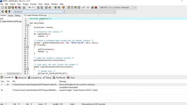 Basic window creation using GLFW in Dev C++ | Change window's background color using GLFW (OpenGL) смотреть онлайн
