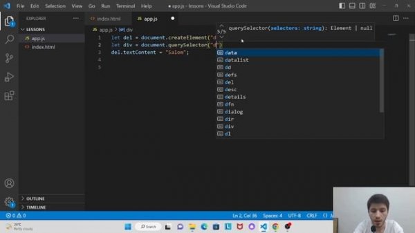 DOM createElement, appendChild methods