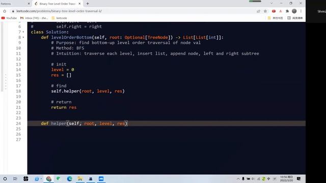 Leetcode 107. Binary Tree Level Order Traversal II. BFS. Python смотреть онлайн