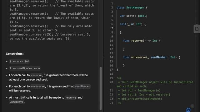 LeetCode Medium | #1845. Seat Reservation Manager | Time O(n), Space O(1) смотреть онлайн
