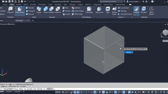 Autocad 2d 3d | 3d fillet edge command | easy tuts смотреть онлайн