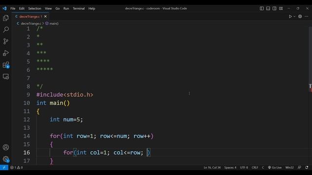 Triangle Pattern | Coding Lecture | C Language | CodeRoom смотреть онлайн