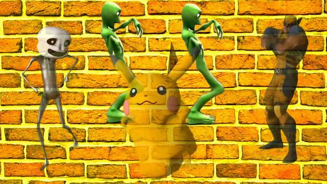 Dame Tu Cosita Song Green Alien, Pikachu, Sans and Wolverine Dance смотреть онлайн