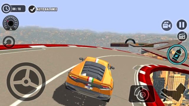 Impossible Car Tracks 3D - Yellow Lambo Driving Impossible Stunts Levels 16 - 17 Completed Gameplay смотреть онлайн