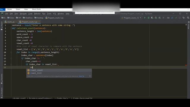 Python program to find the number of words, space, character without space and total vowel. смотреть онлайн