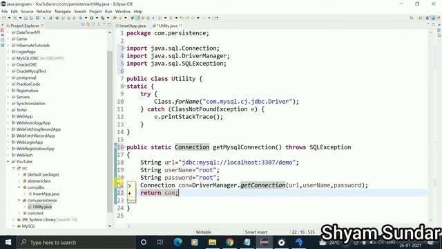 use of Utility class in jdbc || Shyam Sundar смотреть онлайн
