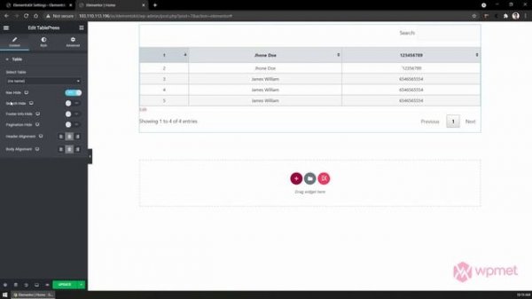 Tablepress for ElementsKit | All-in-One Addons for Elementor | Wpmet
