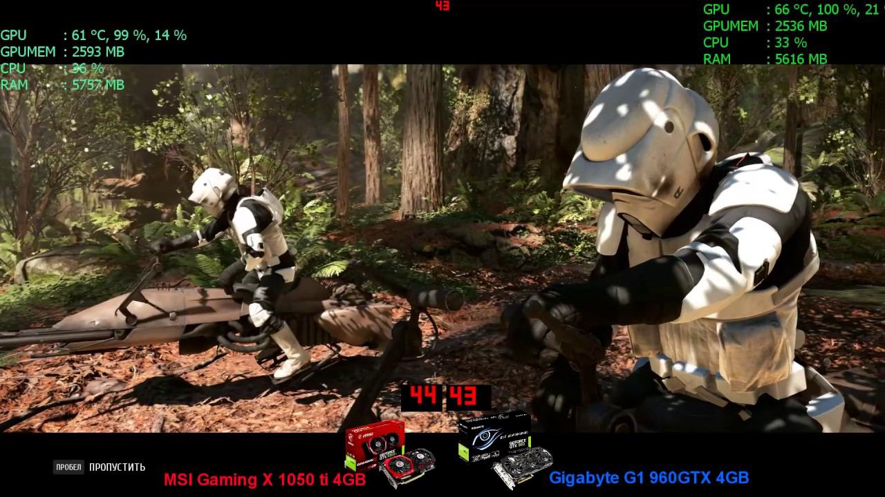 Тест MSI Gaming X 1050 ti 4GB VS Gigabyte G1 960GTX 4GB в Mafia 3, Battlefront, DOOM смотреть онлайн