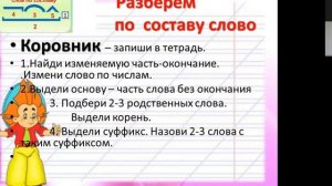 Урок русского языка. 2 класс. Состав слова.