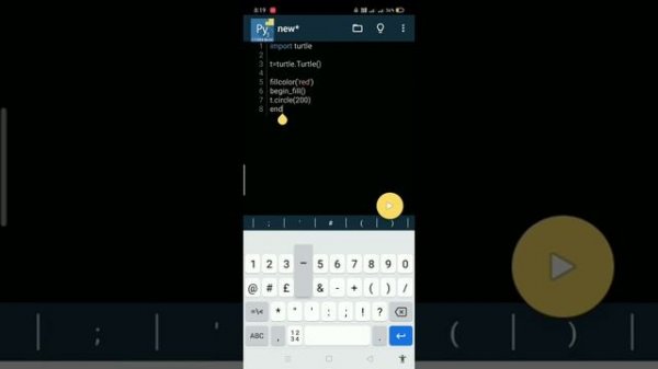 How to draw circle in python | pydroid 3 | python programming | easy code | make circle #1 coderbha
