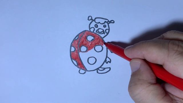 Как нарисовать БОЖЬЮ КОРОВКУ / мультик раскраска БОЖЬЯ КОРОВКА для детей / Раскраски малышам смотреть онлайн