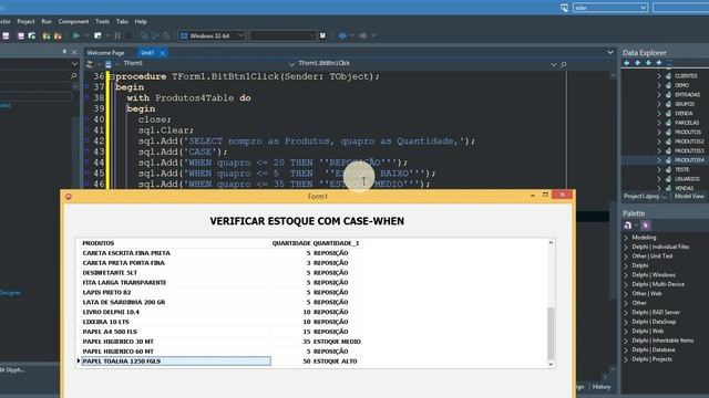 VERIFICANDO ESTOQUE COM CASE - WHEN SQL - DELPHI 10.3 смотреть онлайн