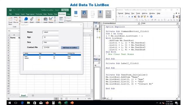 How to Transfer Data From Textbox to ListBox In Excel VBA смотреть онлайн
