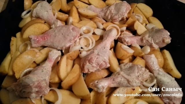 Картошка по деревенски с мясом запеченная в духовке смотреть онлайн