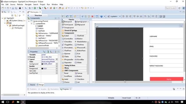 Java Swing Sign Up using Eclipse WindowBuilder смотреть онлайн