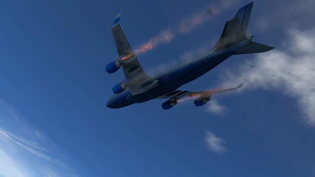 Boeing 747 Engine Fire After Bird Strike | Crashed At Sea | X-Plane 11